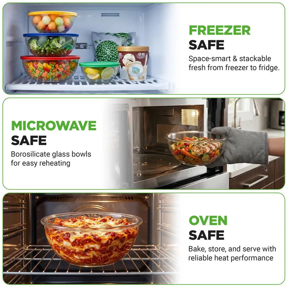 Nutrichef saladiers verre borosilicate 4 pièces avec couvercles