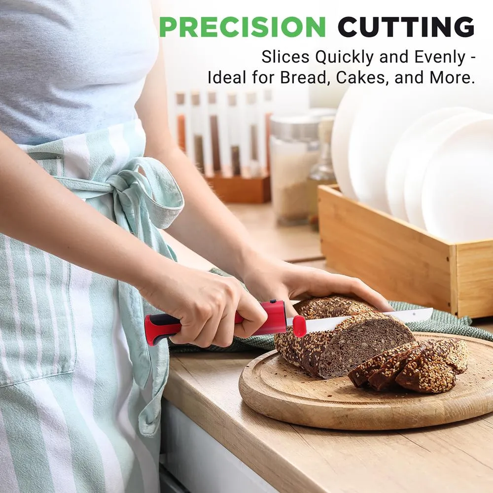 Nutrichef Couteau Électrique Sans Fil Rouge Lames Inox