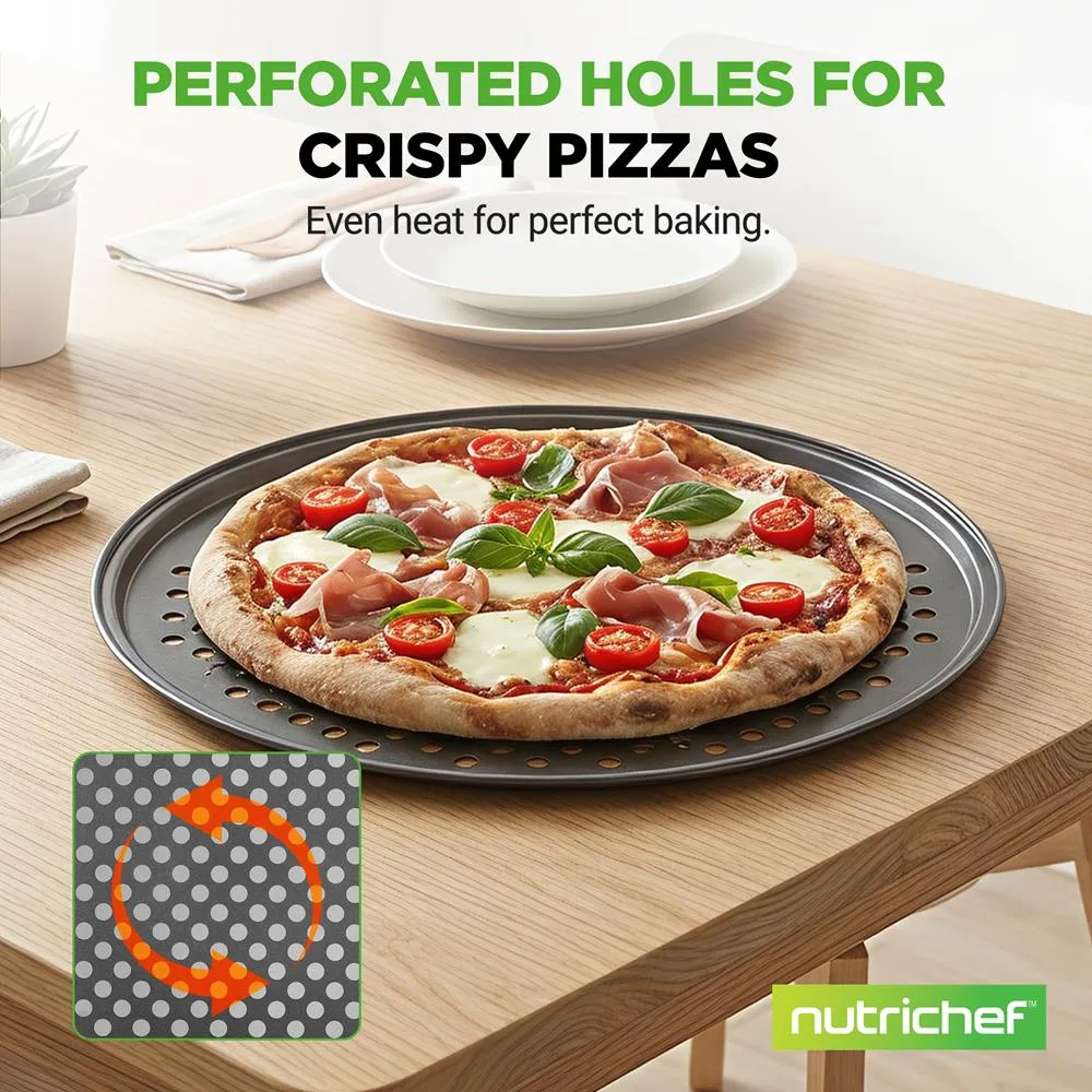 Nutrichef plaque à pizza acier 12,8 pouces grise