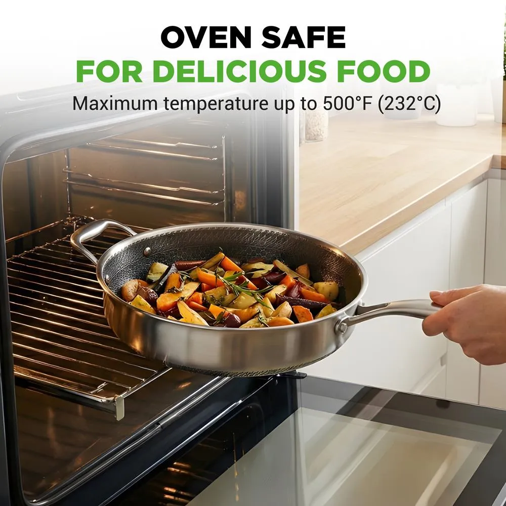Nutrichef Sauteuse inox antiadhésive 3,2 L avec couvercle