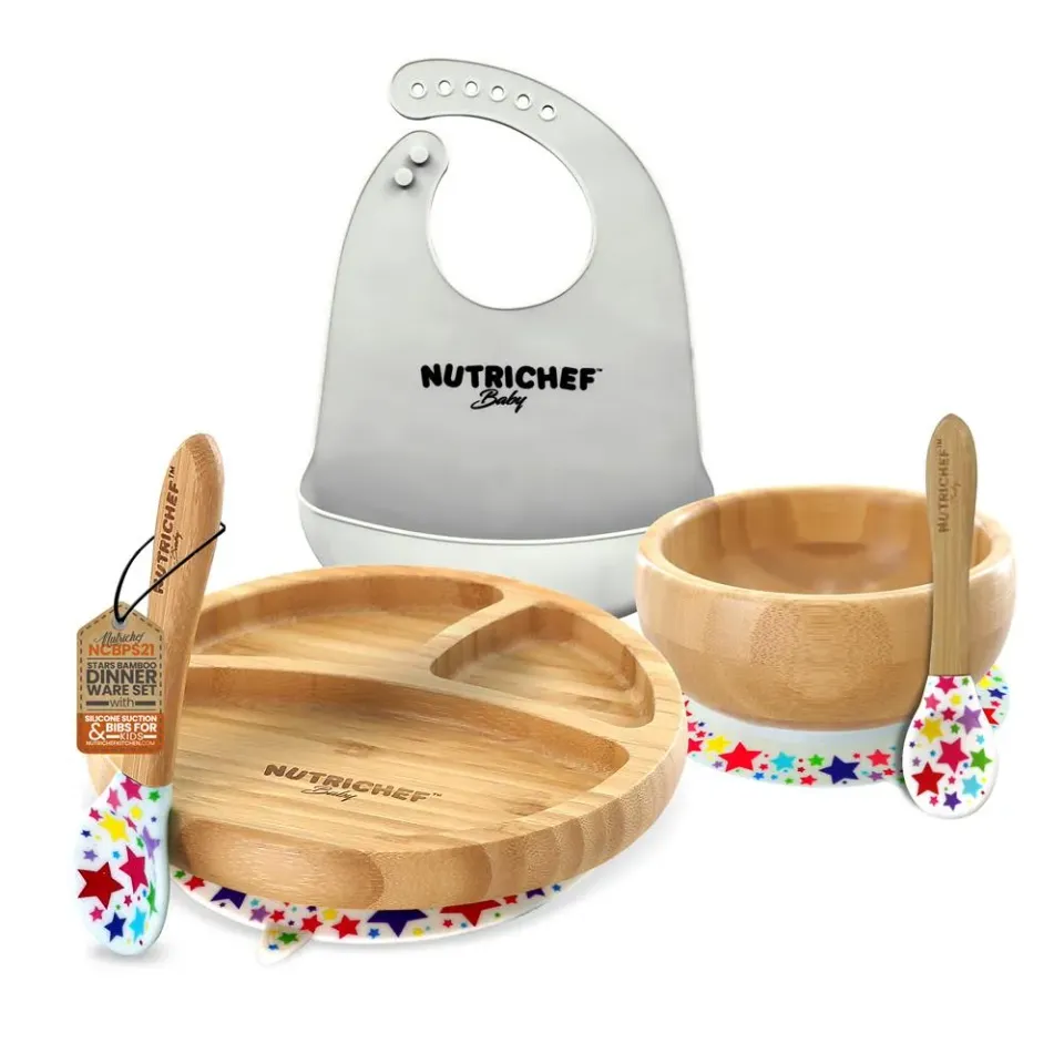 Nutrichef set repas bébé bambou étoiles 5 pièces