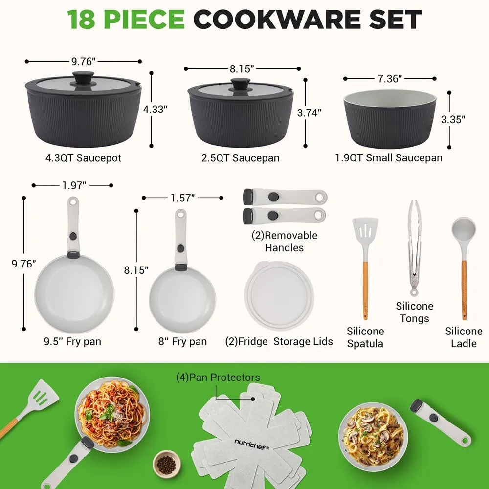 Nutrichef batterie cuisine céramique 18 pièces grise