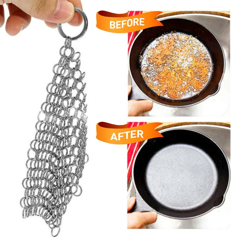 Nutrichef Nettoyeur Fonte Cotte de Mailles Inox Antirouille