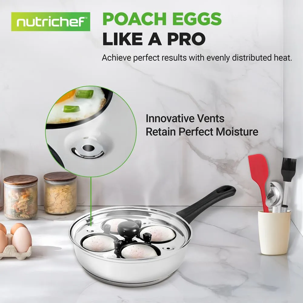 Nutrichef Pocheuse à Œufs Inox 4 Coupelles Minuteur