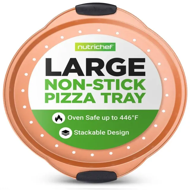 Nutrichef Plaque Pizza Antiadhésive 33 cm Acier Carbone Cuivre