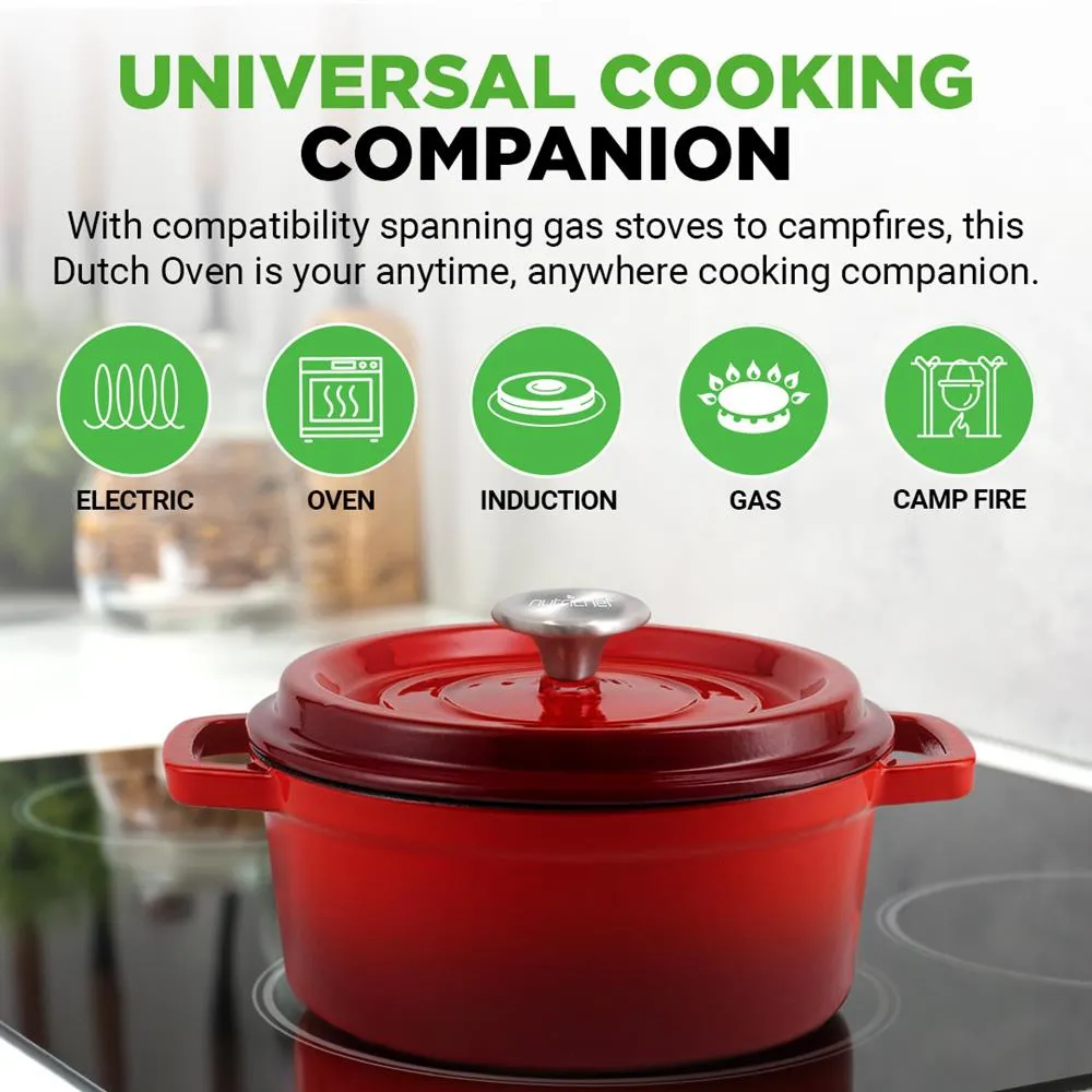 Nutrichef cocotte fonte 5 L rouge émail porcelaine
