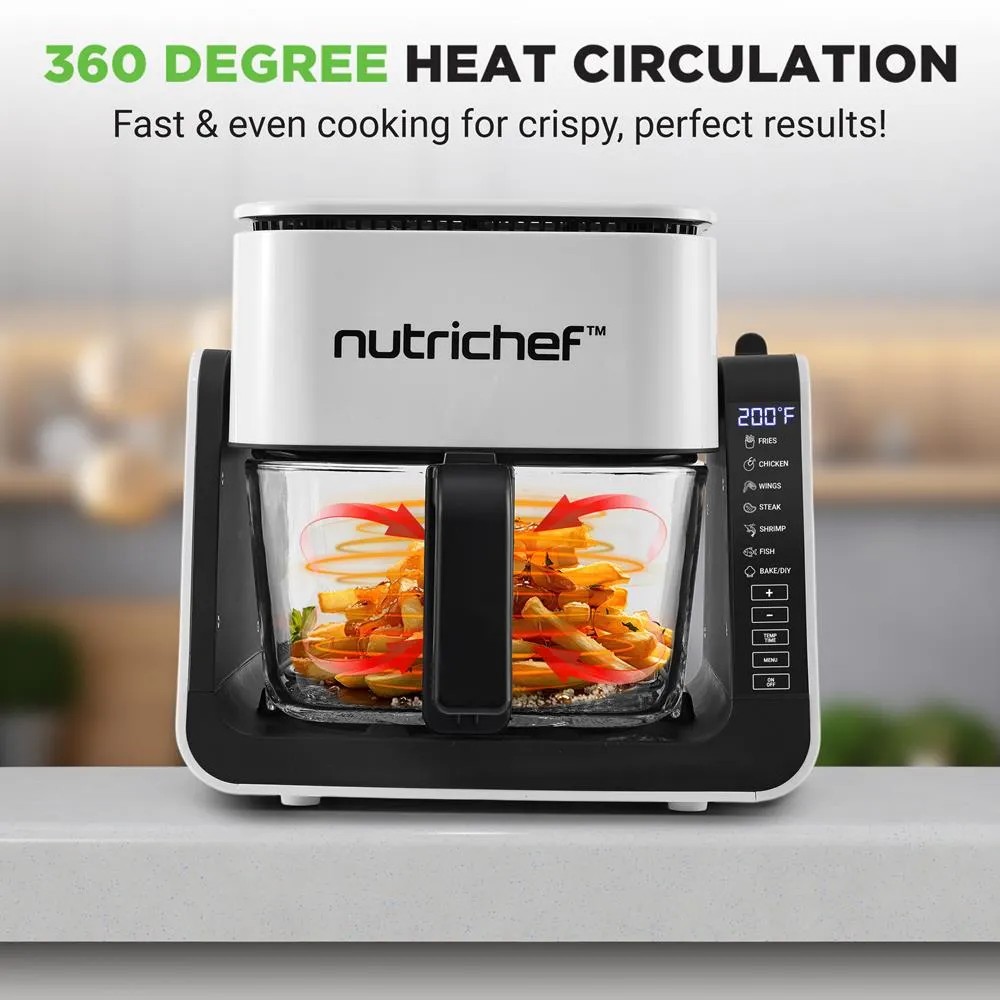 Nutrichef friteuse air fryer grill verre blanc 4 L 1500 W