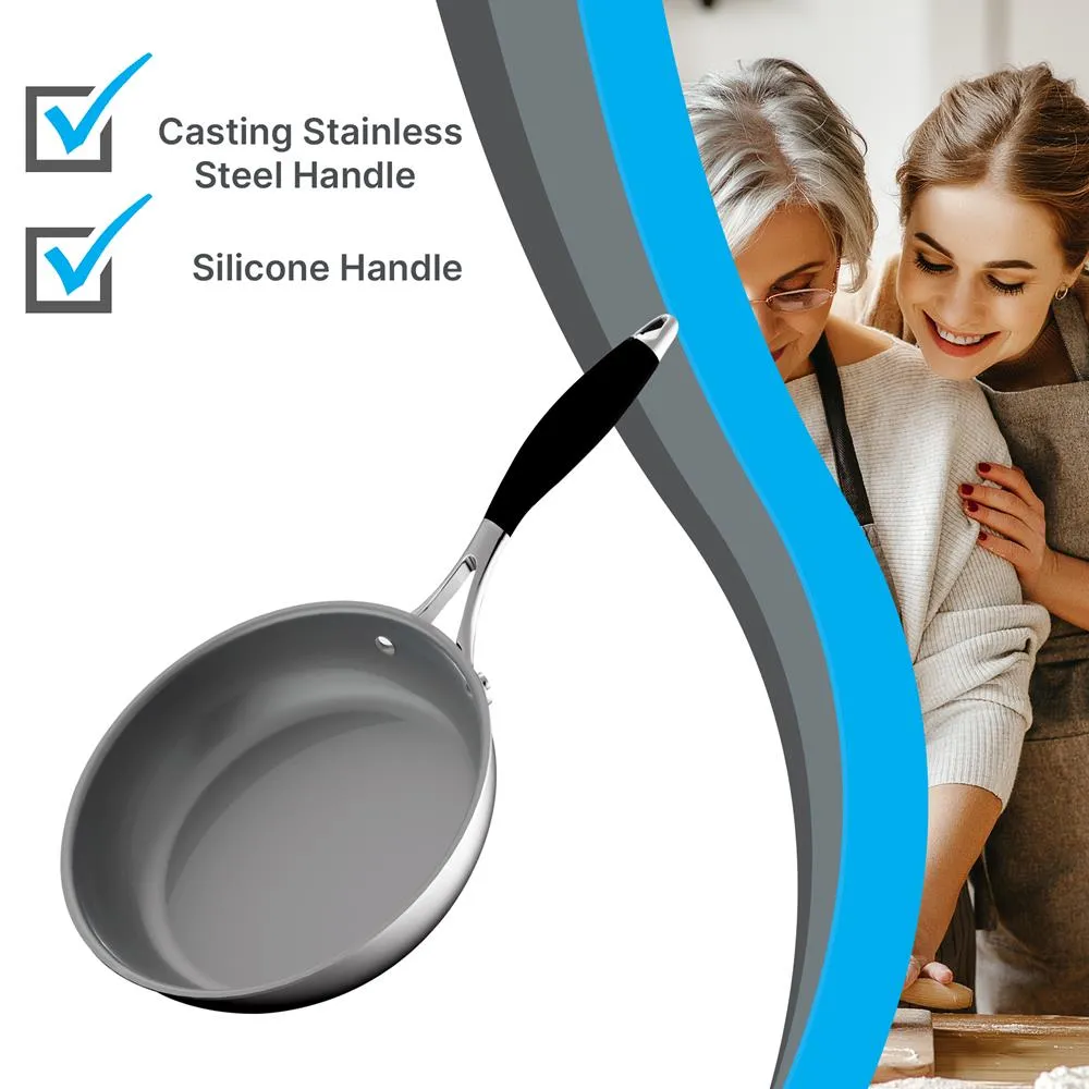 Nutrichef poêle inox 8 pouces revêtement céramique