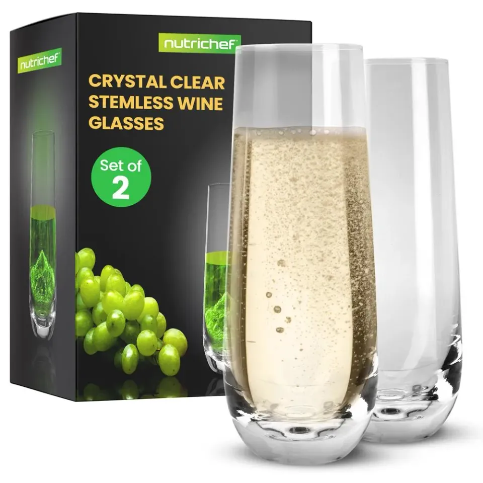 Nutrichef flûtes champagne sans pied cristal lot 2