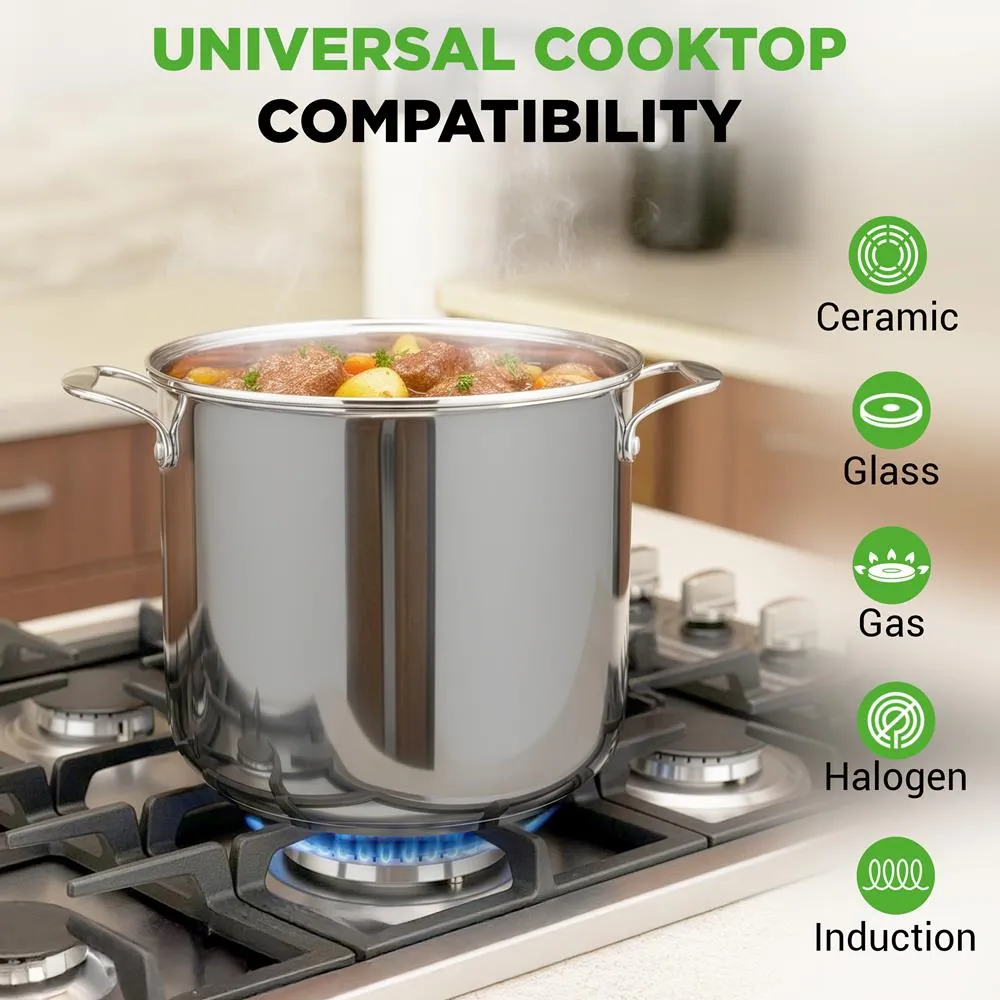 Nutrichef faitout inox 15 QT induction couvercle verre