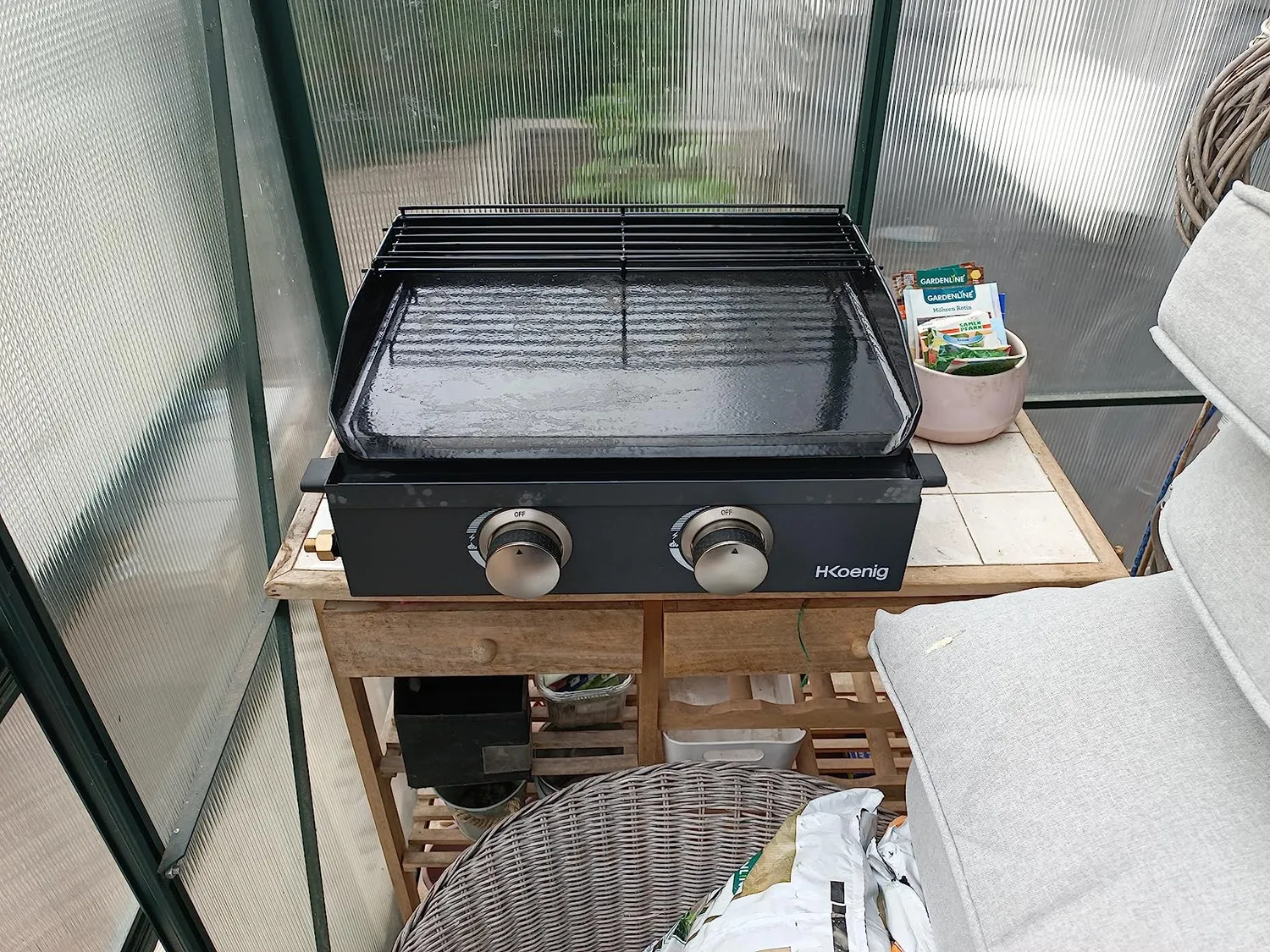 H.Koenig PLX1022 plancha gaz 2 brûleurs 47x36 cm