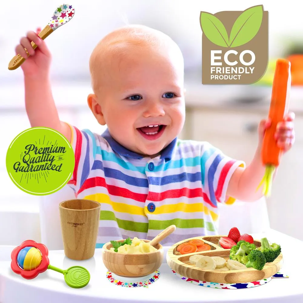 Nutrichef Stars Set Vaisselle Bambou Enfant Ventouse
