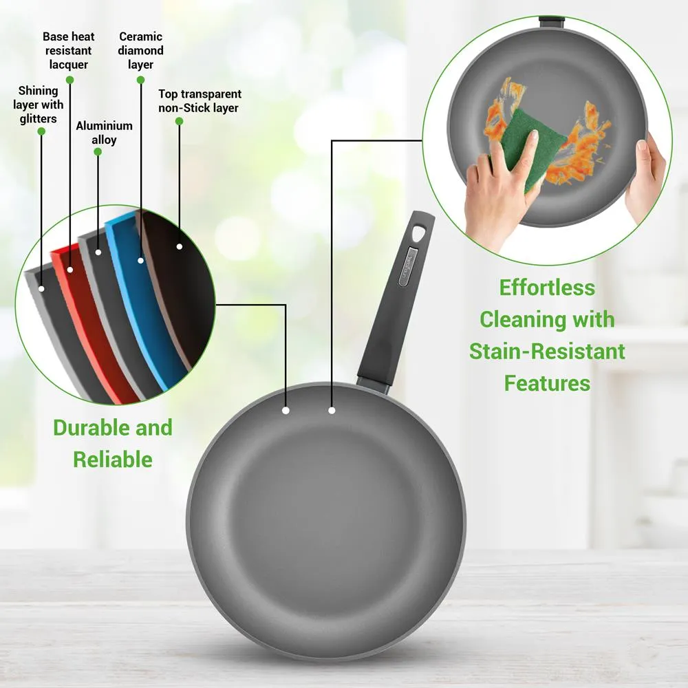 Nutrichef Batterie de cuisine antiadhésive 12 pièces rouge