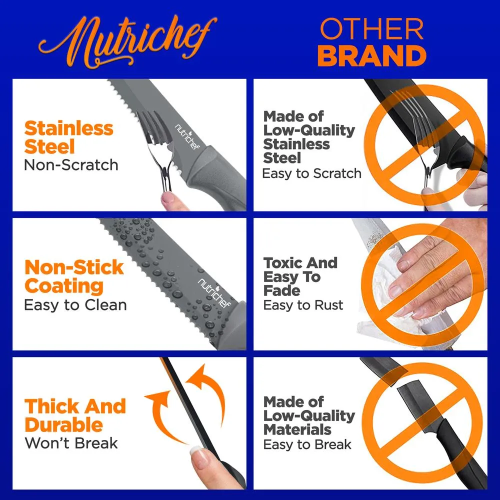 Nutrichef Set 8 Couteaux Steak Inox Lames Crantées