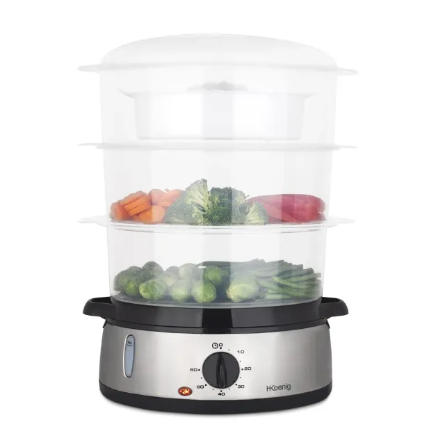 H.Koenig VAP10 cuiseur vapeur inox 9L 3 paniers