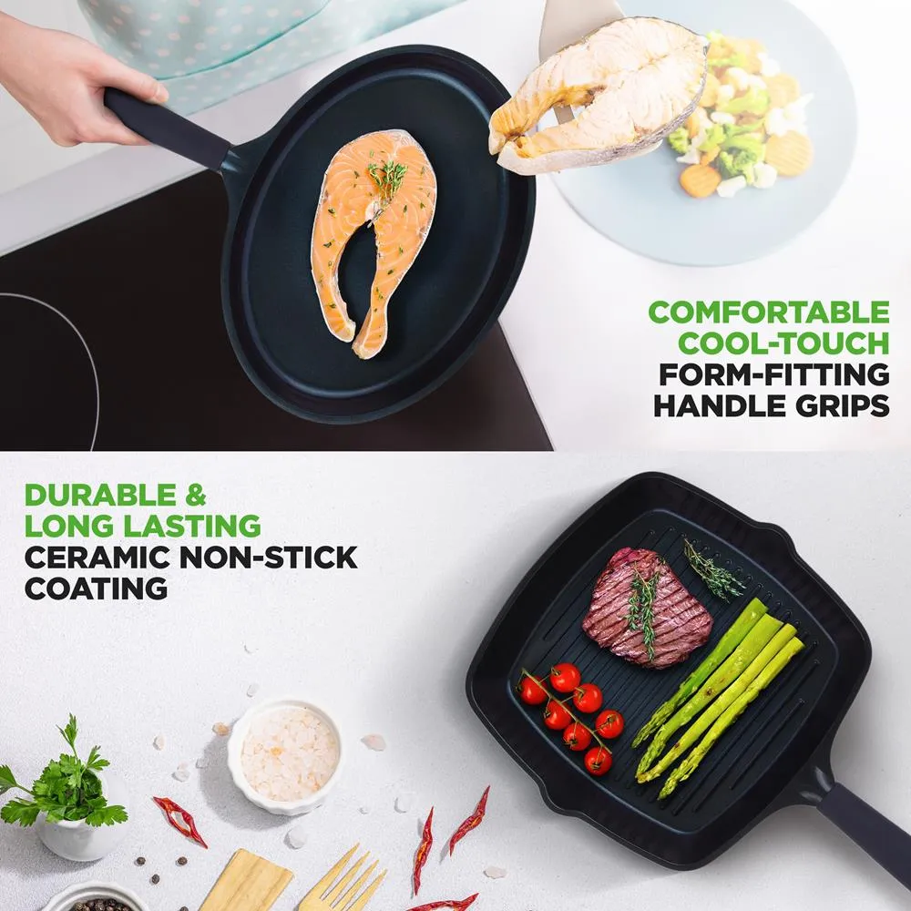 Nutrichef Set 5 Poêles Céramique Blue Diamond Induction