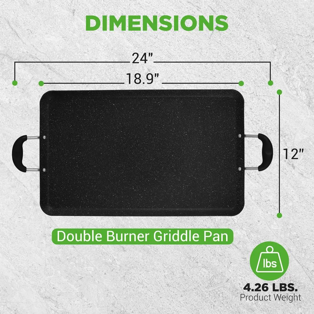 Nutrichef plancha griddle double brûleur marbre antiadhésive