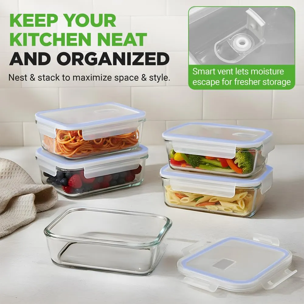 Nutrichef set 10 boîtes verre borosilicate 850 ml bleu
