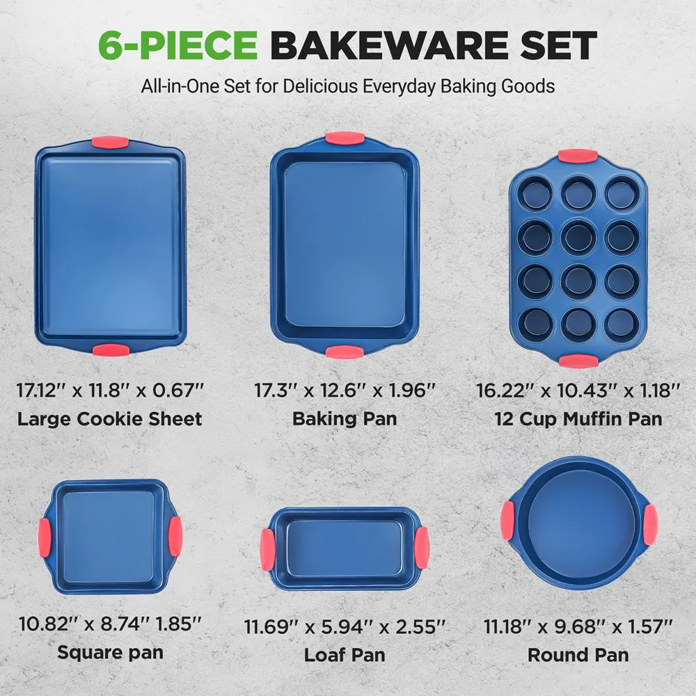 Nutrichef NCSBSBL6 set pâtisserie antiadhésif 6 pièces bleu