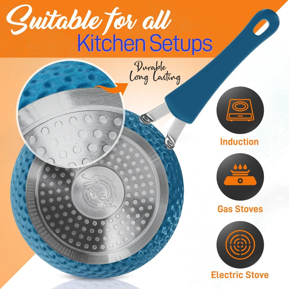 Nutrichef batterie de cuisine 11 pièces bleue céramique induction