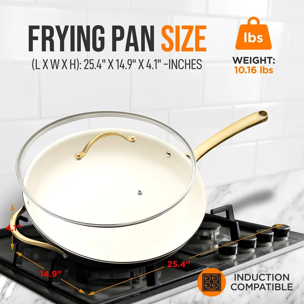 Nutrichef NCHGLDX14 poêle 35 cm antiadhésive couvercle
