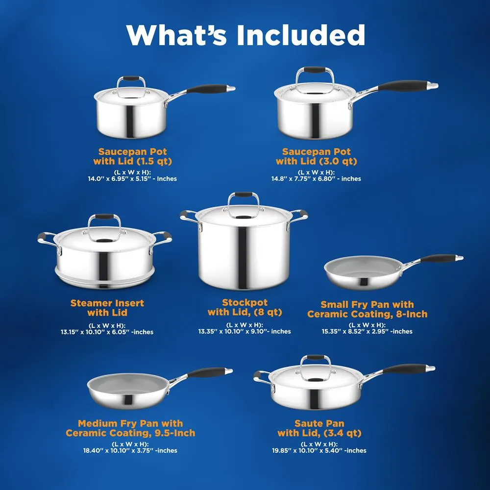 Nutrichef batterie 12 pièces inox antiadhésive céramique