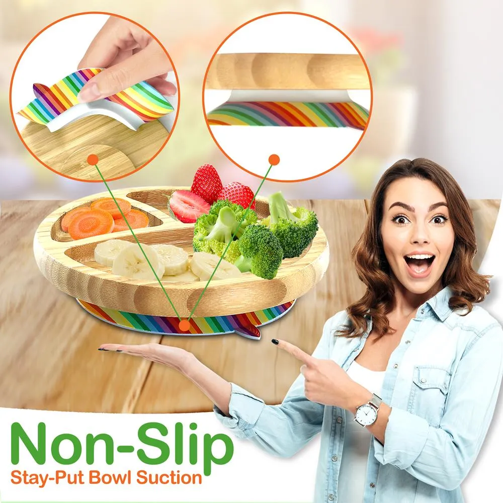 Nutrichef assiette bébé ventouse 3 compartiments + cuillère