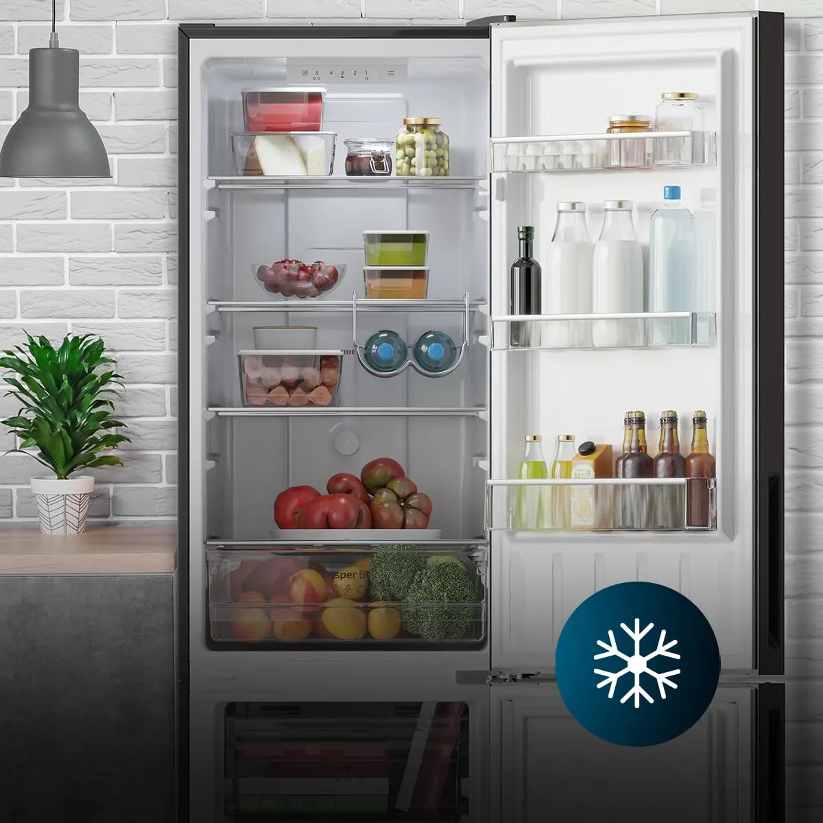 Cecotec Bolero CoolMarket Combi 250 Black Glass E réfrigérateur combiné No Frost
