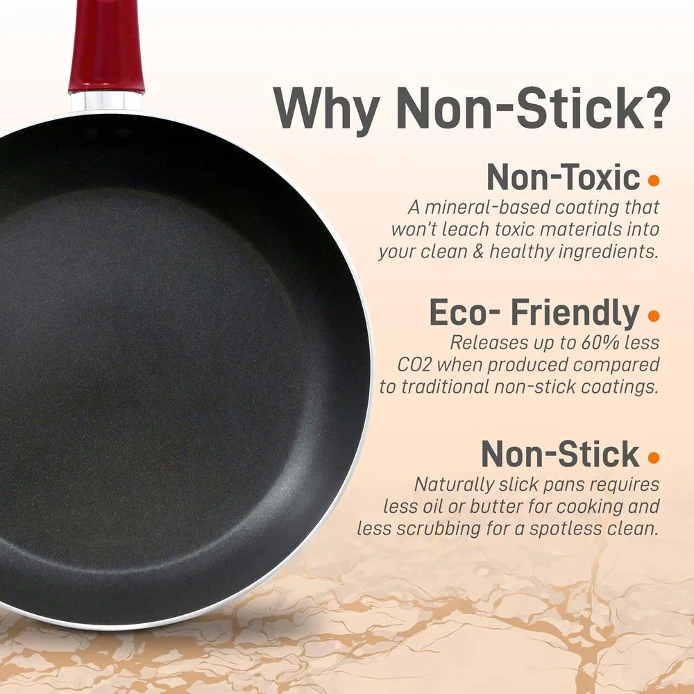 Nutrichef Poêle Antiadhésive 25 cm Rouge
