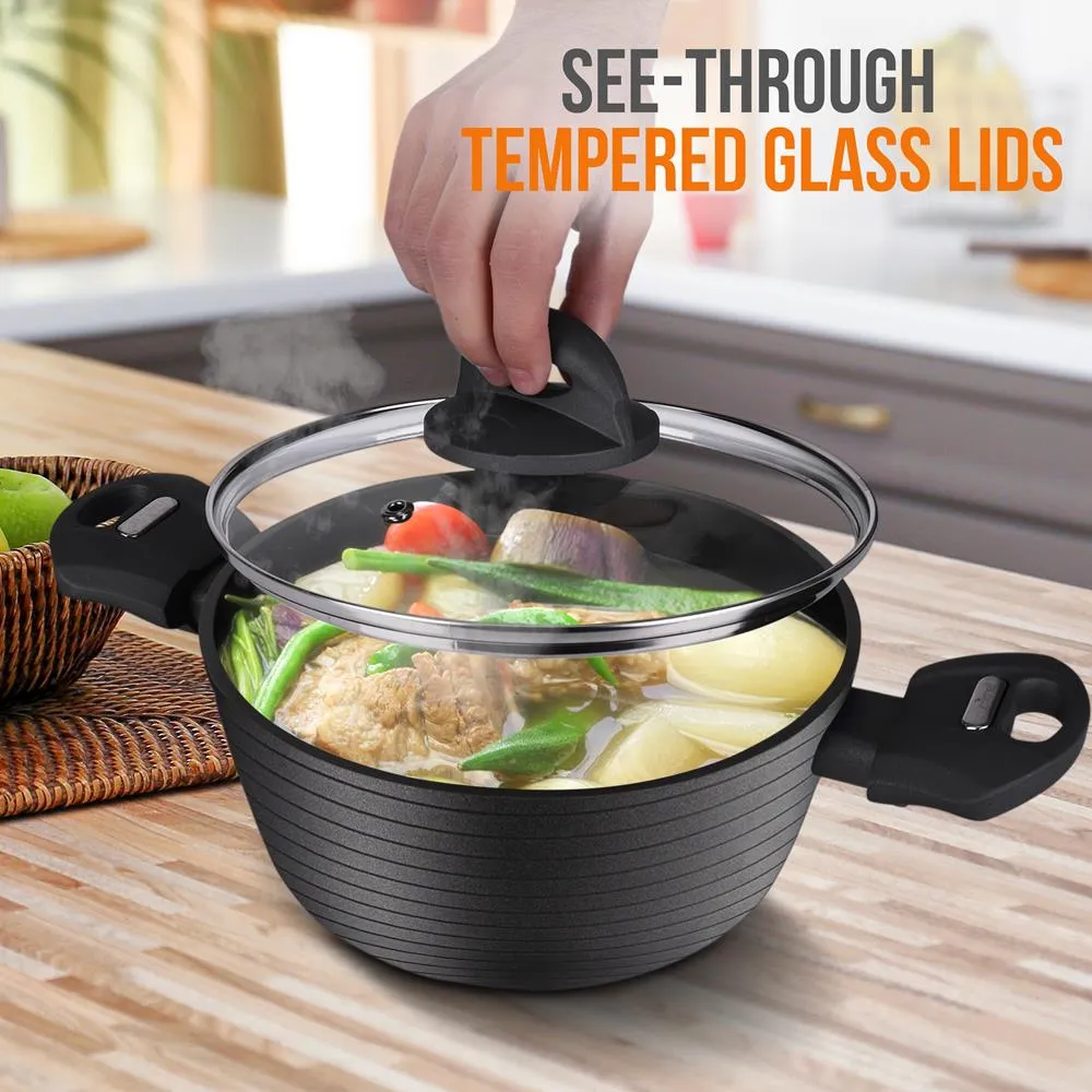 Nutrichef faitout 2 QT couvercle verre induction