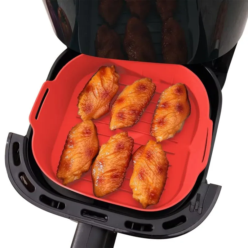 KITCHENCOOK Silipot Square panier silicone air fryer lot 2 rouge