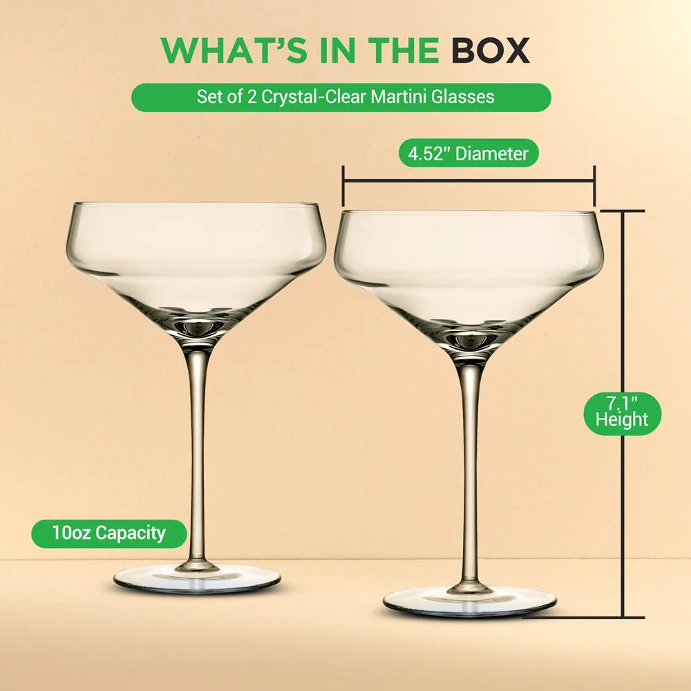 Nutrichef verres martini cristal 2 pièces 10 oz sans plomb