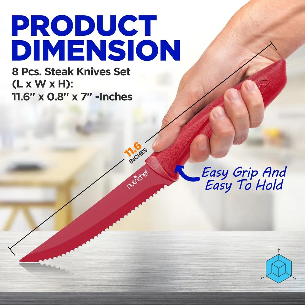 Nutrichef NCSK8RED set 8 couteaux à steak inox manches rouges