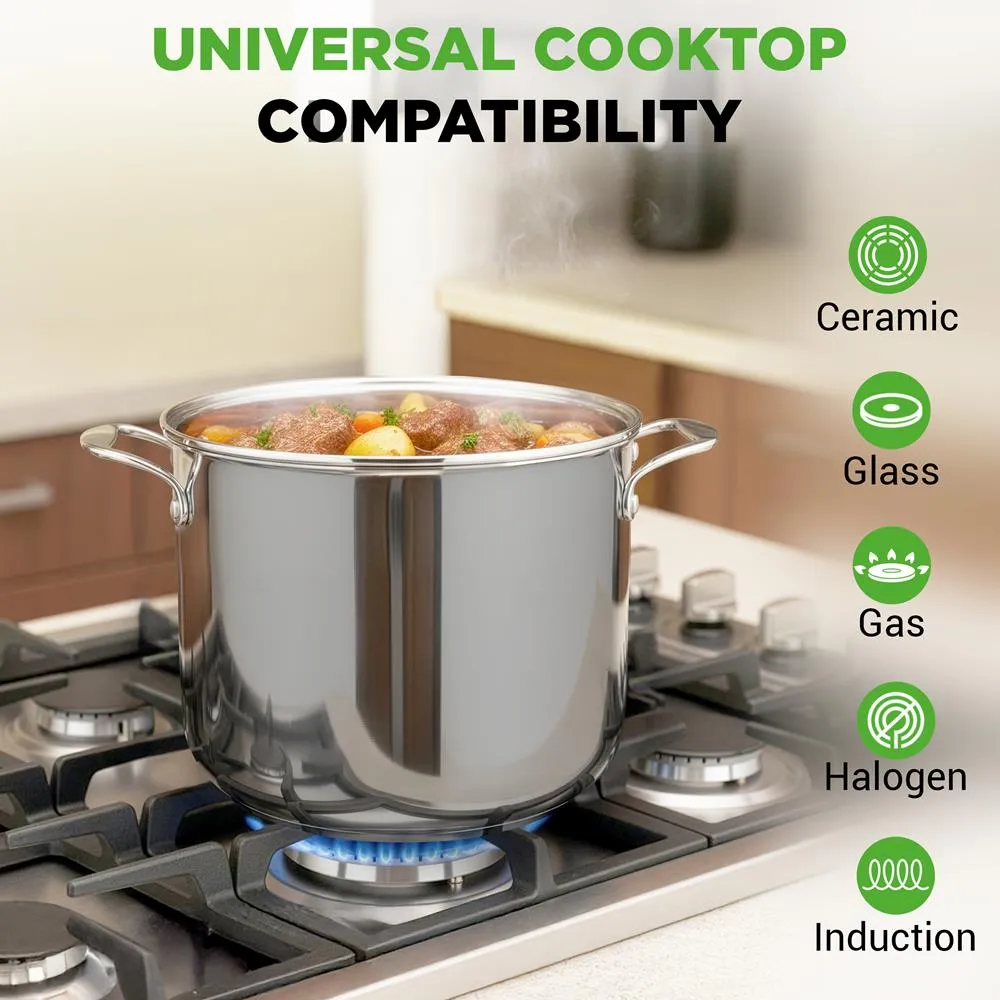 Nutrichef NCSP12 faitout inox 12 Qt couvercle verre induction