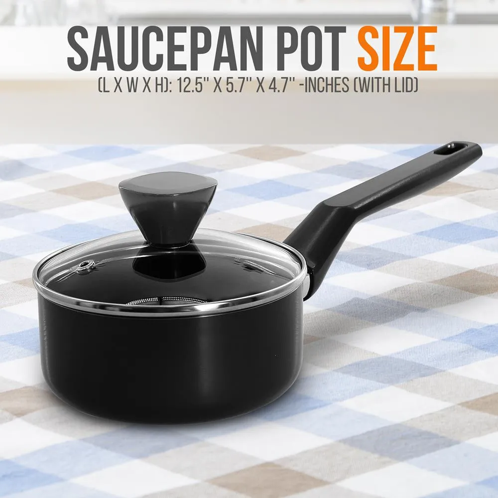 Nutrichef Casserole 0,9 L avec couvercle verre antiadhésive