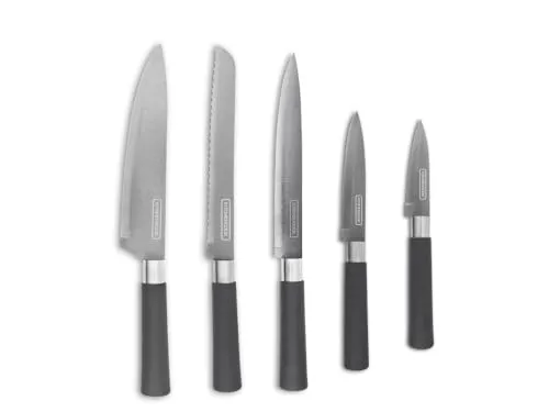 Kitchencook Slate lot 5 couteaux inox socle noir