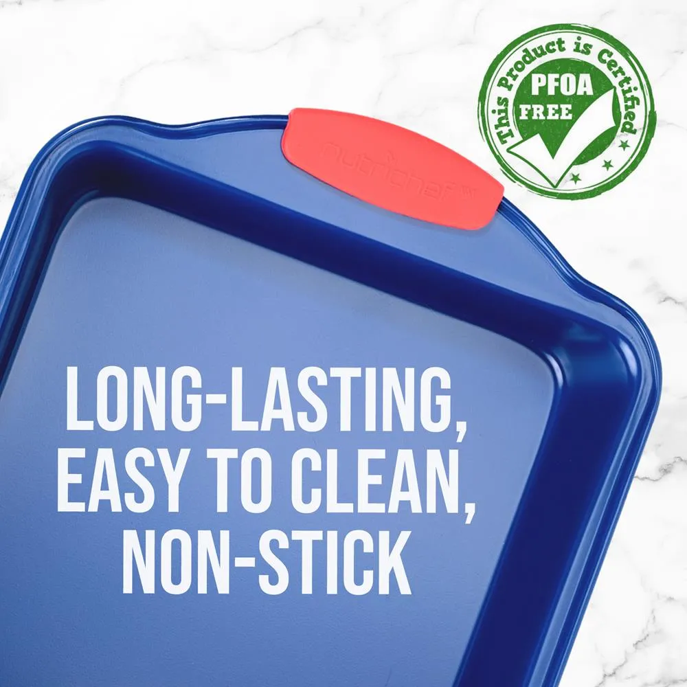 Nutrichef plat carré antiadhésif bleu 27 cm silicone