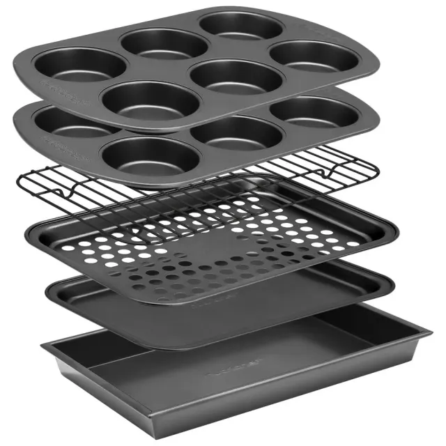 Nutrichef set pâtisserie 6 pièces acier carbone gris four