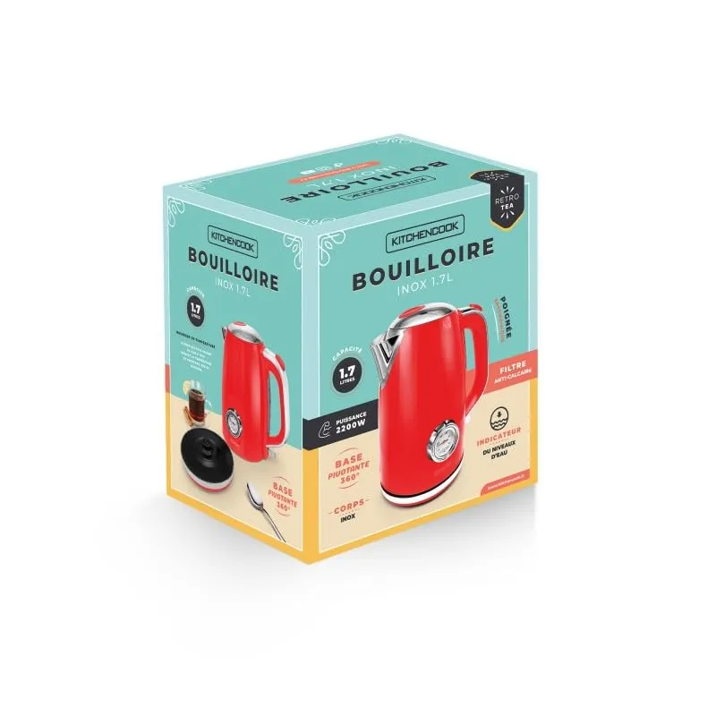 Kitchencook Retro Tea bouilloire rouge 1,7 L inox