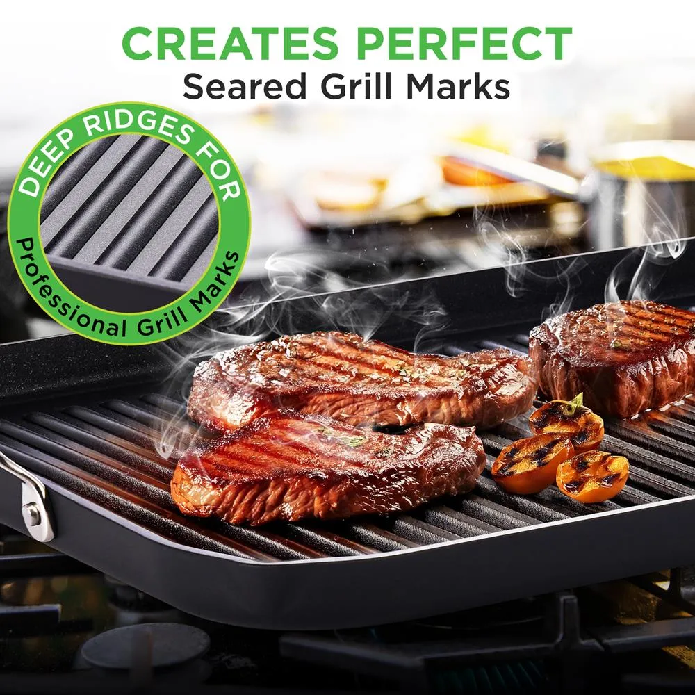 Nutrichef NCGRP59 poêle grill antiadhésive double brûleur