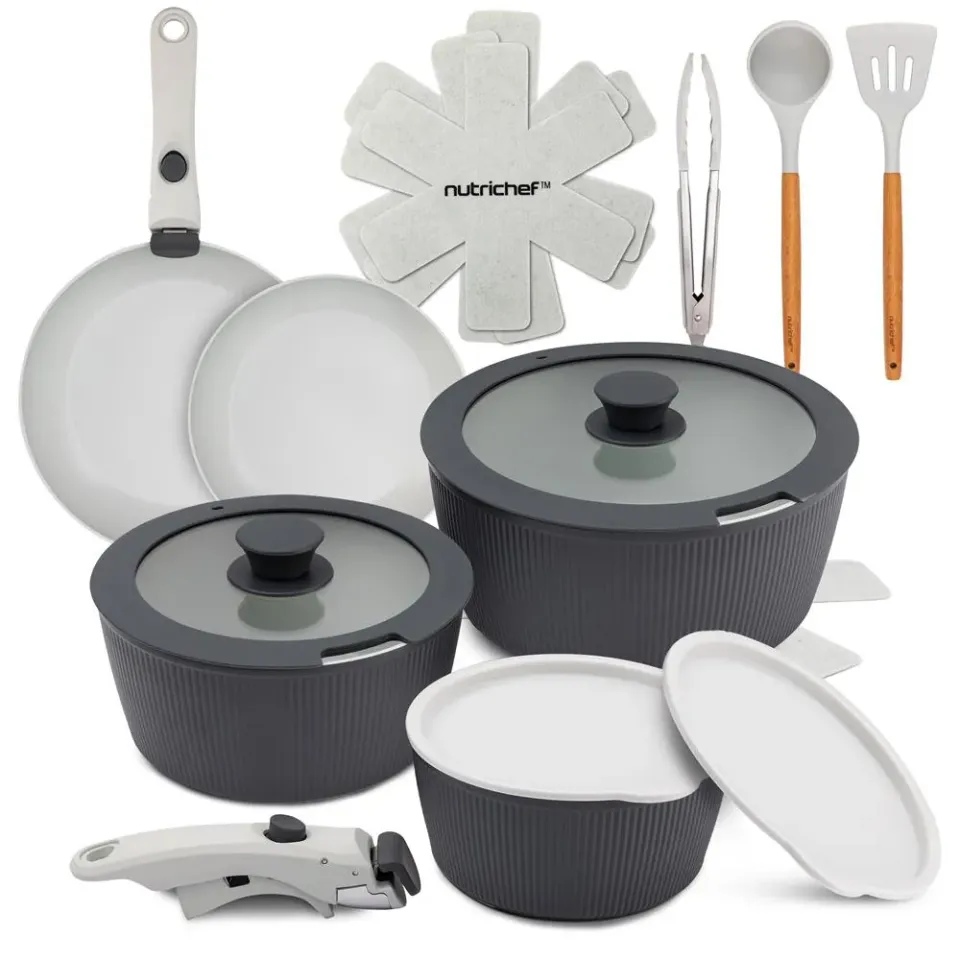 Nutrichef batterie cuisine céramique 18 pièces grise