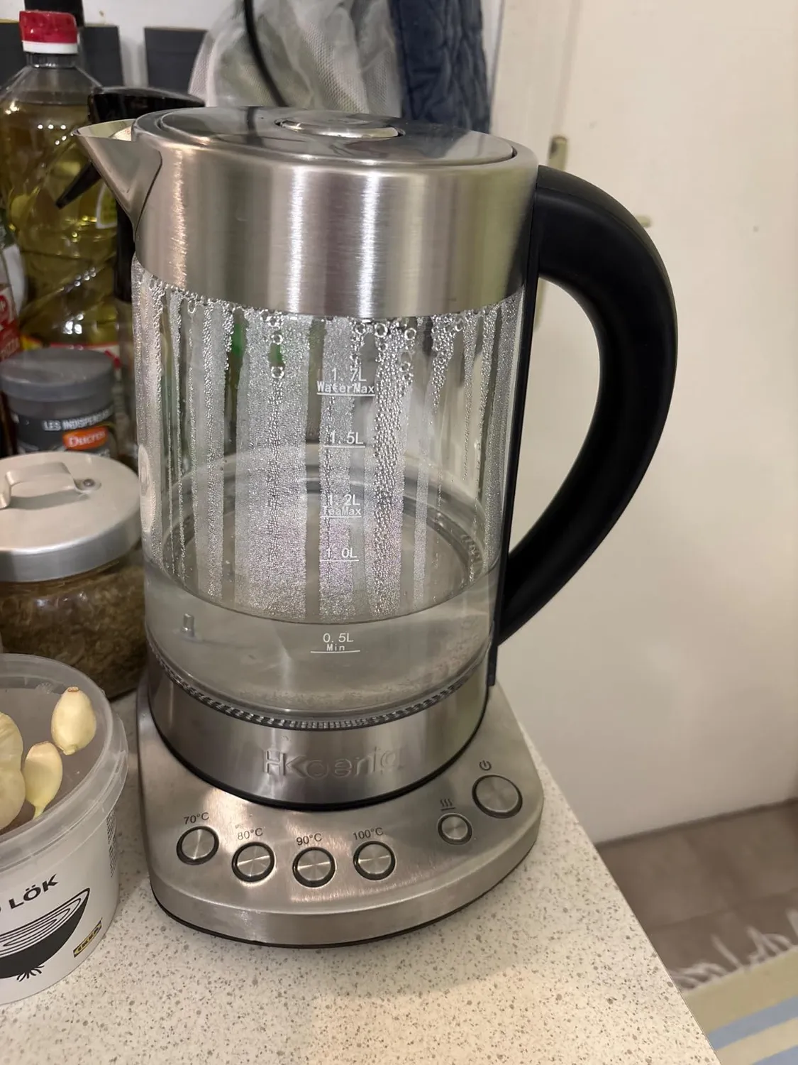 H.Koenig TI700 théière bouilloire verre 1,7 L thermostat