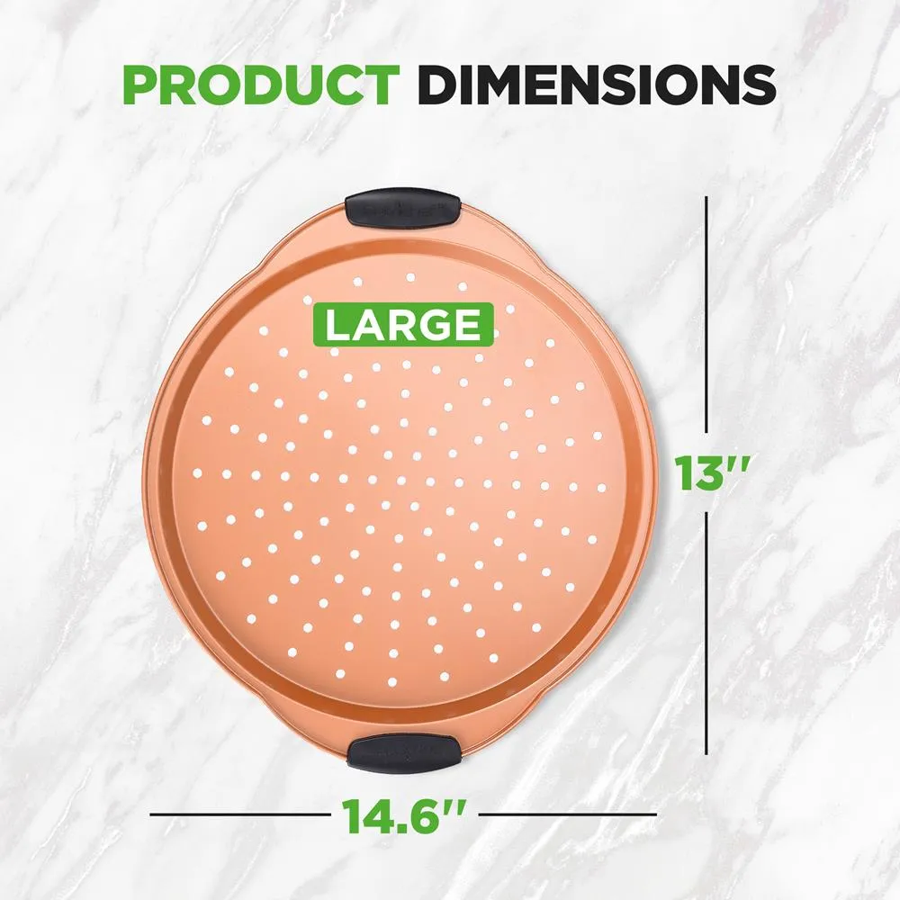 Nutrichef Plaque Pizza Antiadhésive 33 cm Acier Carbone Cuivre