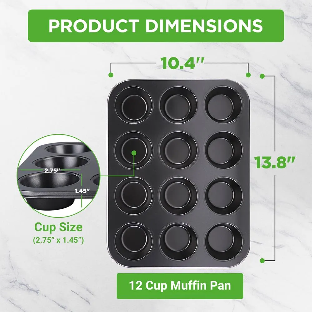 Nutrichef moule à muffins 12 tasses antiadhésif gris