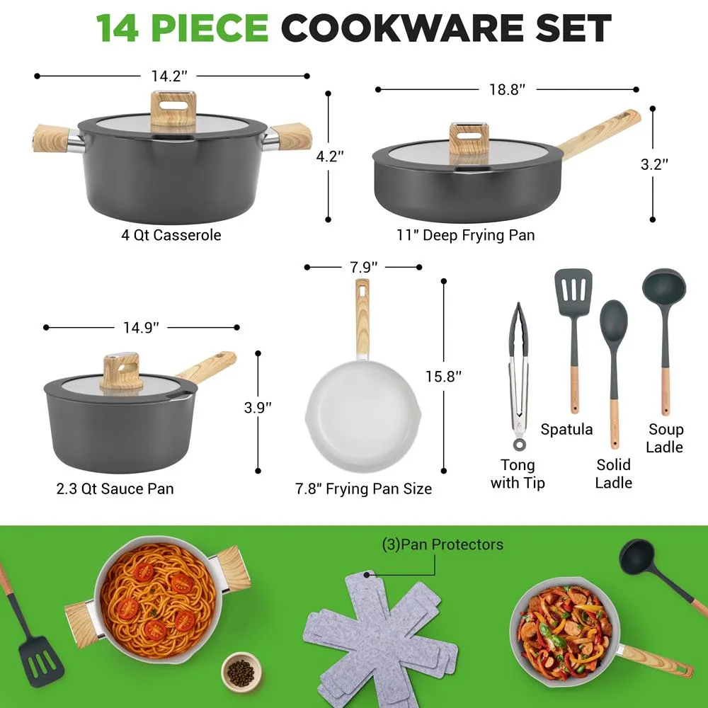 Nutrichef Batterie Cuisine Marbré Induction avec Ustensiles
