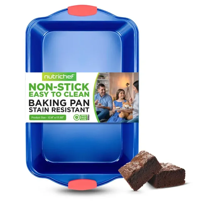 Nutrichef plaque cuisson antiadhésive bleue poignées silicone