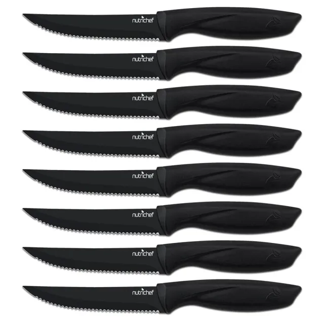 Nutrichef NCSK8BK couteaux steak 8 pièces lame crantée