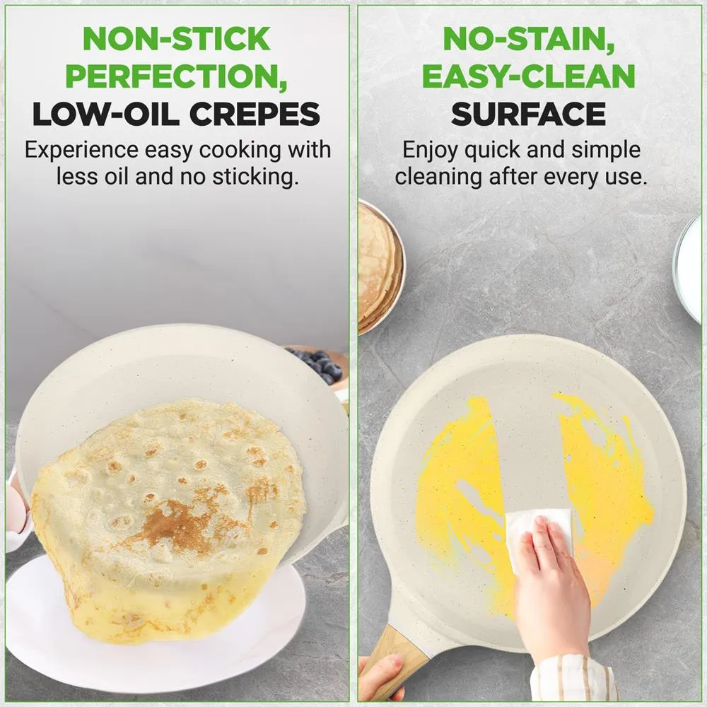 Nutrichef Crêpière antiadhésive 11 pouces marbre blanc