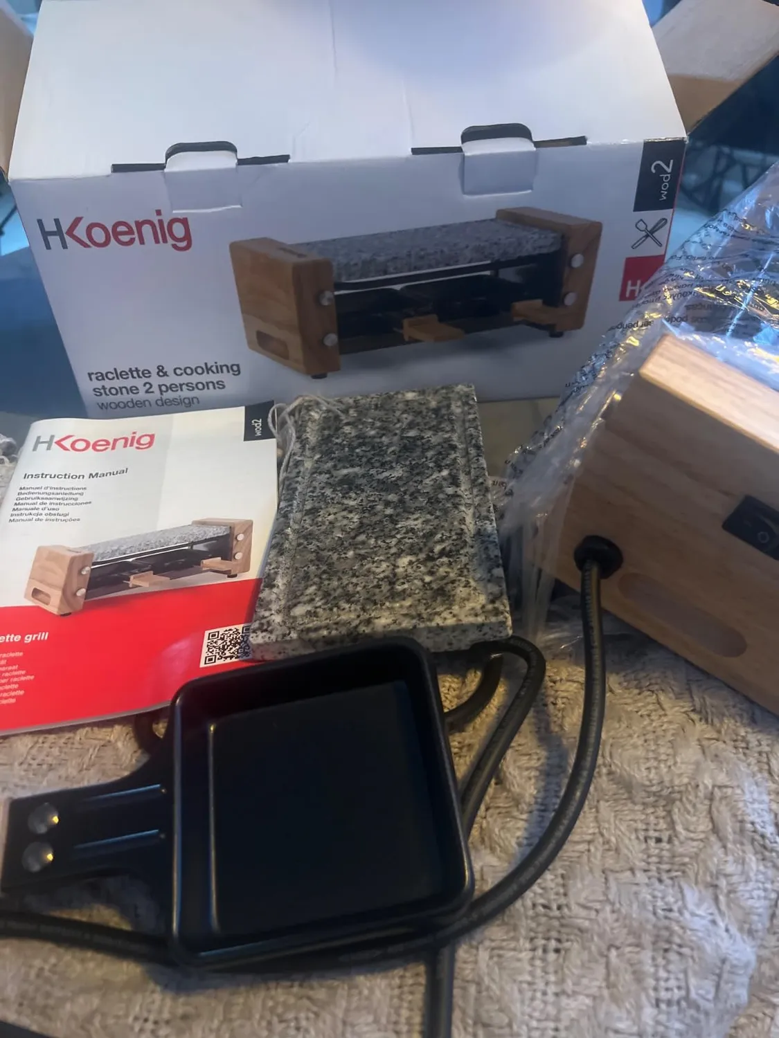 H.Koenig WOD2 appareil à raclette 2 personnes pierre granit