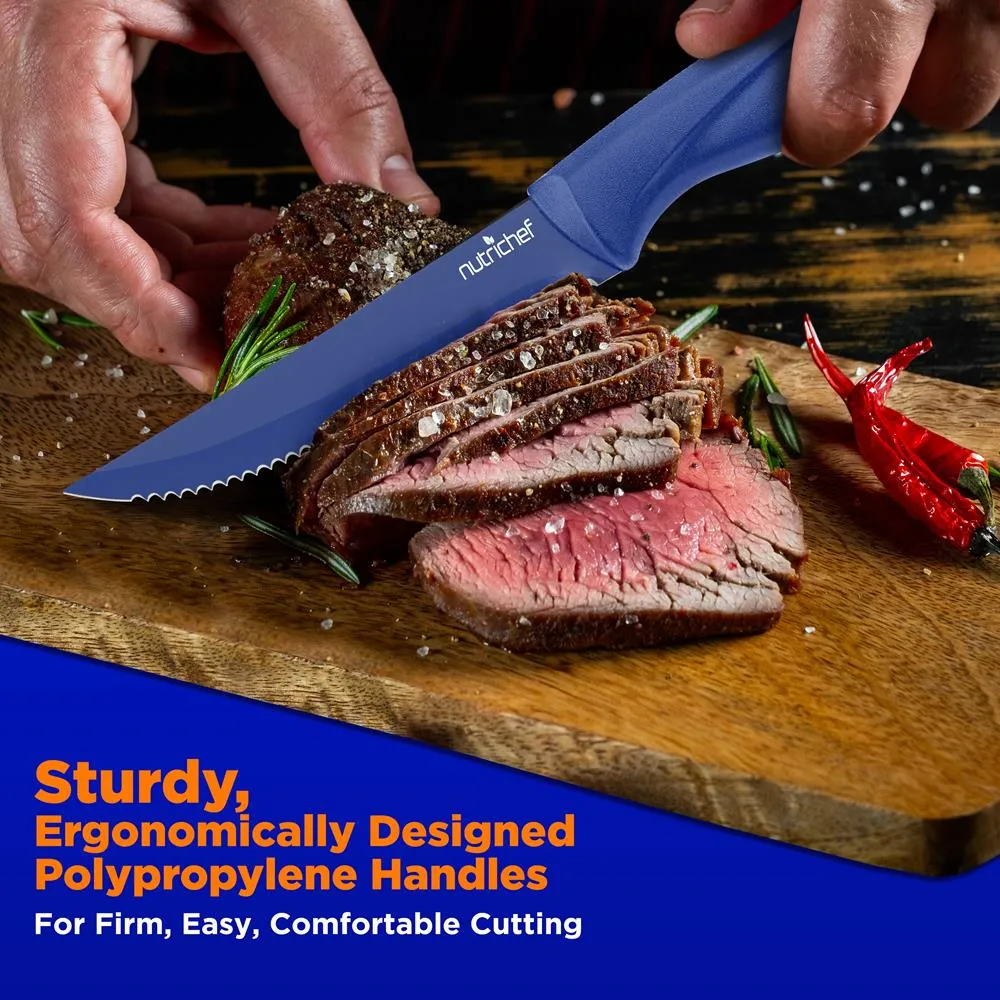 Nutrichef NCSK8BU couteaux steak 8 pièces bleus inox